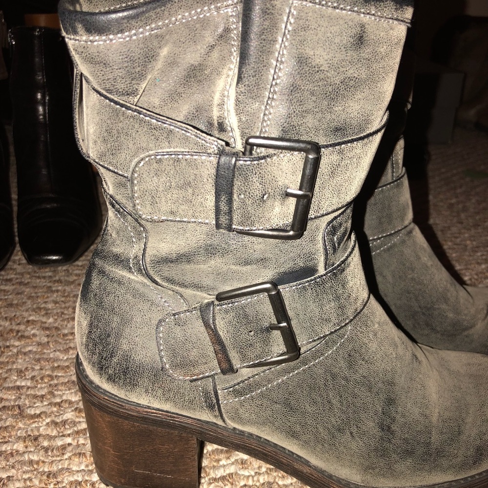 Gray suede boots